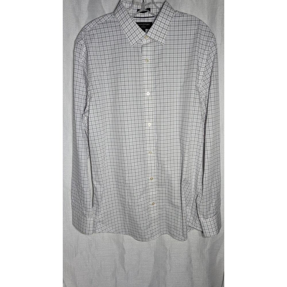 Banana Republic Mens Cotton Button Down Dress Shirt Sz L Plaid Print‎ Non-iron